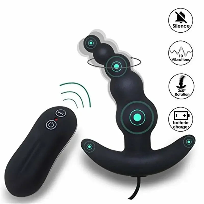 Gtooza_10 Frequency Vibrating Prostate Massager Anal Plug  Beads Butt Sex Toys Waterproof Powerful Wired  Men Couples gtooza.com