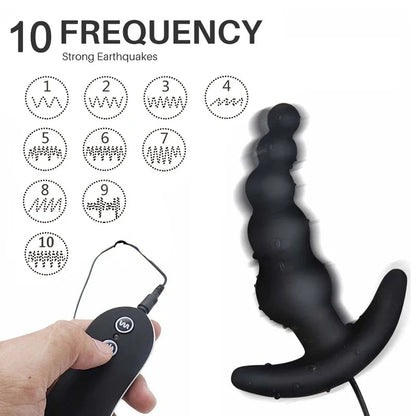 Gtooza_10 Frequency Vibrating Prostate Massager Anal Plug  Beads Butt Sex Toys Waterproof Powerful Wired  Men Couples gtooza.com