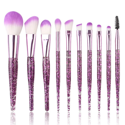 10 Pcs Colorful Crystal Handle Makeup Brushes Set Powder Face Modification Contour Lip Beauty Make Up Brush Cosmetics Tools Kit