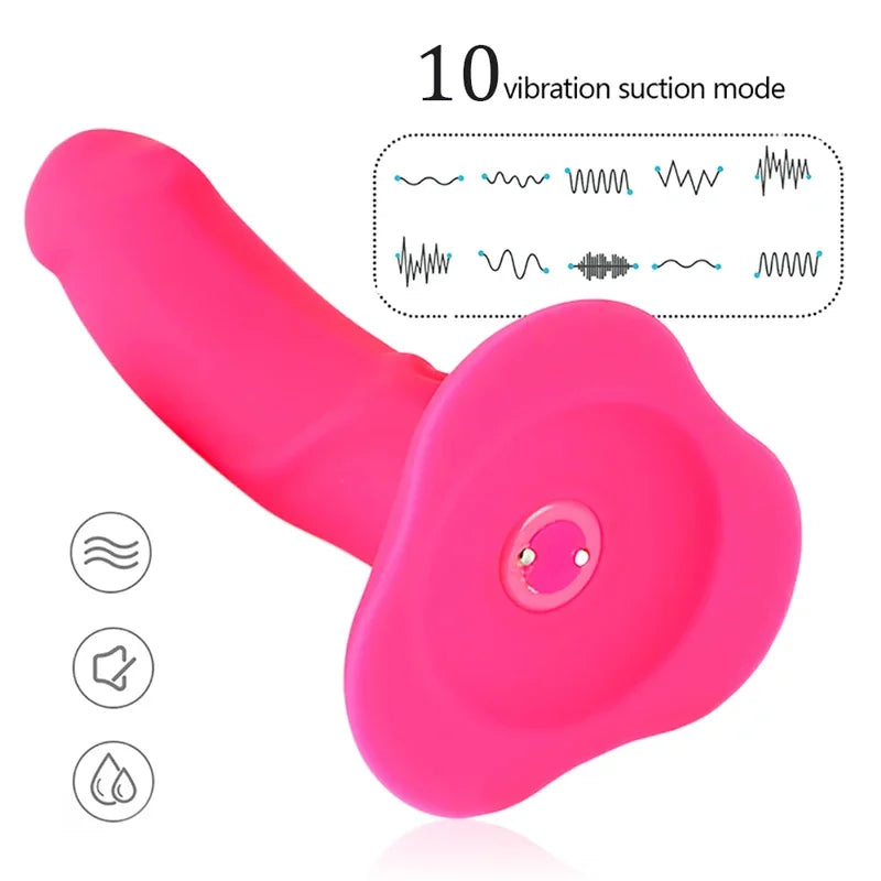 10 Speed Vibrating Strap On Vibrator Panties Women's Lesbian Bondage Dildo Belt Penis Artificial Sex Toys  Womans