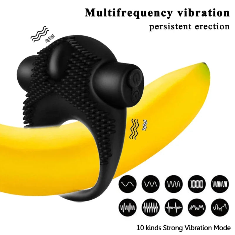 10 Speeds  sex toys  men Couples Rechargeable Delayed Ejaculation Penis Rings Cock Ring Spike  Stimulation gtooza.com