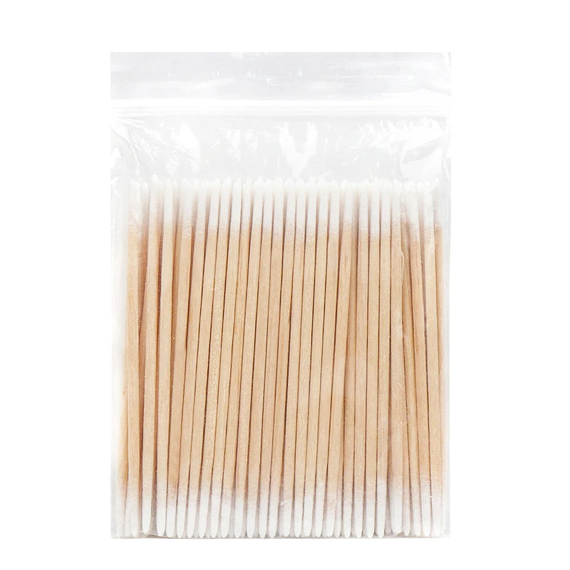 100/300 Pcs Disposable Ultra-small Cotton Swab Brush Lint Free Micro Wood Makeup Brushes Eyelash Extension Glue Removing Tools