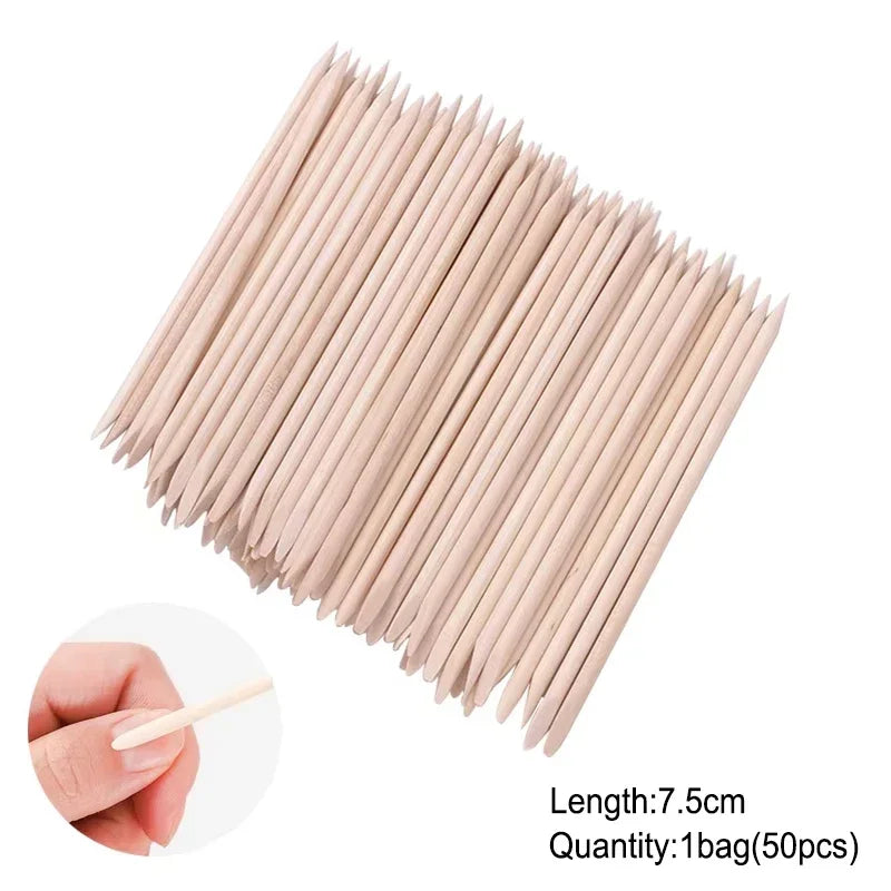 100/50Pcs Nails Wood Swab Clean Sticks Bud Tip Wooden Cotton Head Makeup Manicure Detail Corrector Nail Polish Remover Art Tool