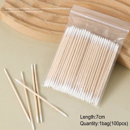 100/50Pcs Nails Wood Swab Clean Sticks Bud Tip Wooden Cotton Head Makeup Manicure Detail Corrector Nail Polish Remover Art Tool