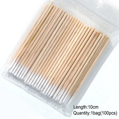 100/50Pcs Nails Wood Swab Clean Sticks Bud Tip Wooden Cotton Head Makeup Manicure Detail Corrector Nail Polish Remover Art Tool