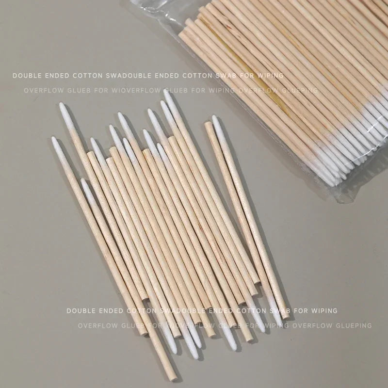 100/50Pcs Nails Wood Swab Clean Sticks Bud Tip Wooden Cotton Head Makeup Manicure Detail Corrector Nail Polish Remover Art Tool