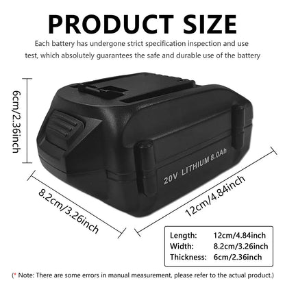 PC 100% Brand-new 20V 8000mAh For WORX WA3016 WU279 WU294 WU362 WU388 WU629 WU808 Power Tool Battery