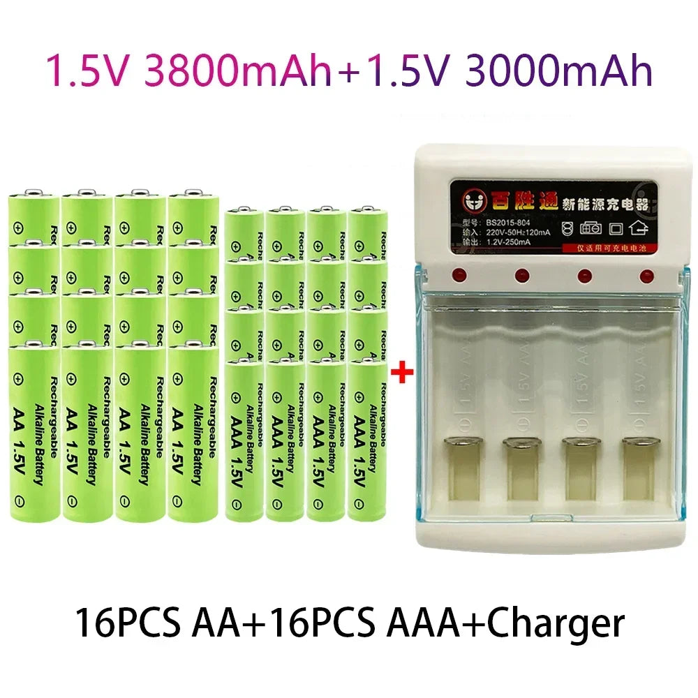 PC 100% Original 1.5V AA3.8Ah+AAA3.0Ah Rechargeable battery NI-MH 1.5V  battery  Clocks mice computers toys so on