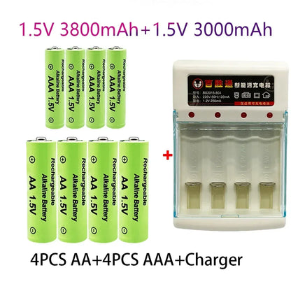 PC 100% Original 1.5V AA3.8Ah+AAA3.0Ah Rechargeable battery NI-MH 1.5V  battery  Clocks mice computers toys so on