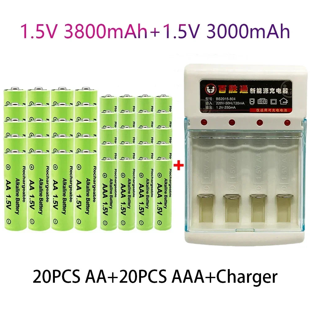 PC 100% Original 1.5V AA3.8Ah+AAA3.0Ah Rechargeable battery NI-MH 1.5V  battery  Clocks mice computers toys so on