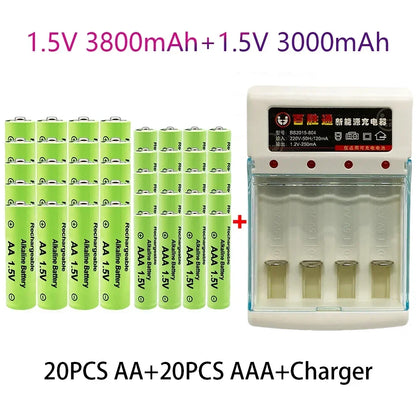 PC 100% Original 1.5V AA3.8Ah+AAA3.0Ah Rechargeable battery NI-MH 1.5V  battery  Clocks mice computers toys so on