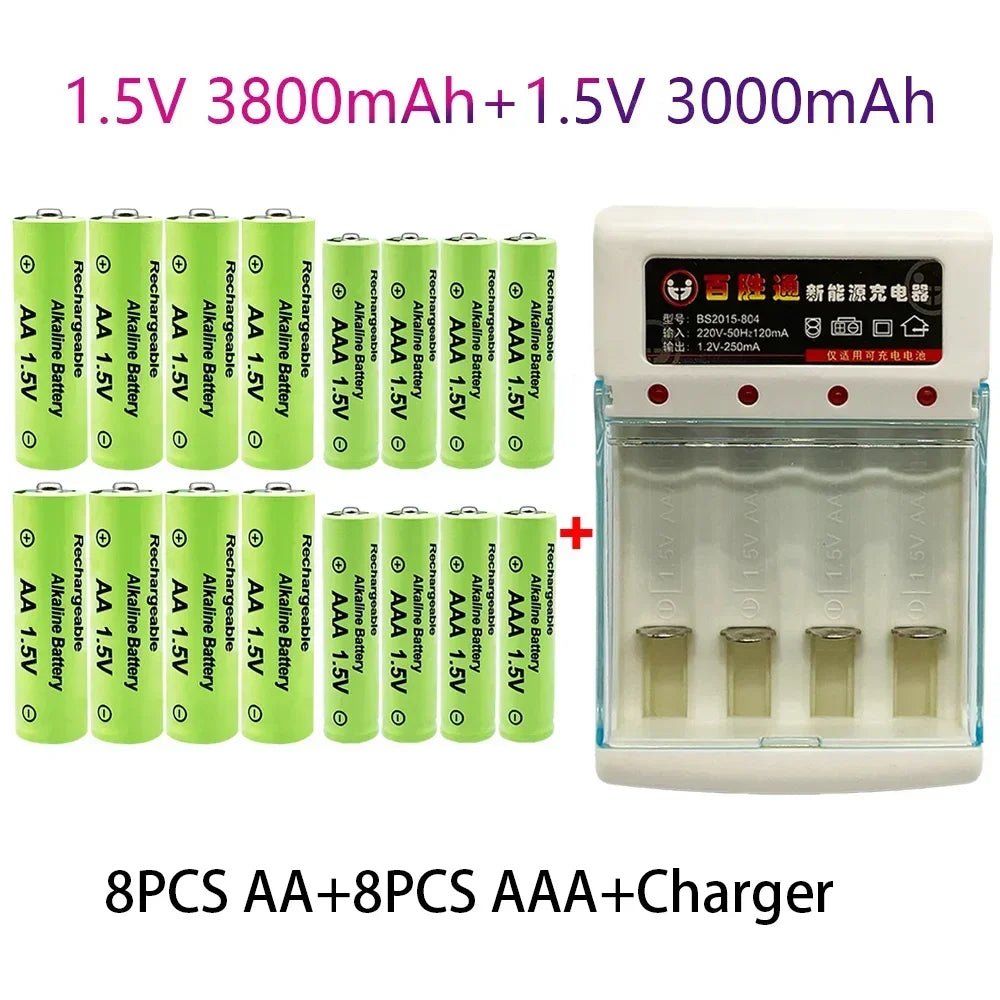 PC 100% Original 1.5V AA3.8Ah+AAA3.0Ah Rechargeable battery NI-MH 1.5V  battery  Clocks mice computers toys so on