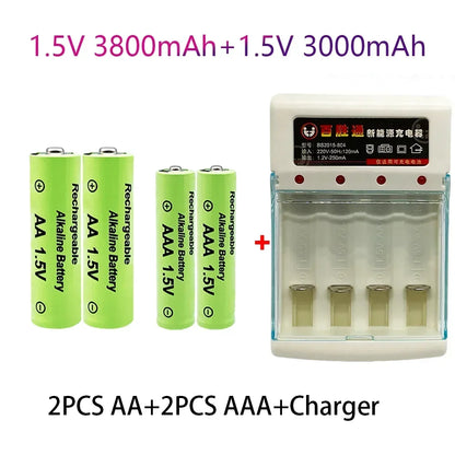 PC 100% Original 1.5V AA3.8Ah+AAA3.0Ah Rechargeable battery NI-MH 1.5V  battery  Clocks mice computers toys so on