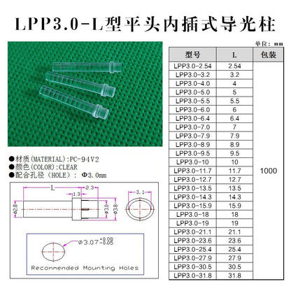 Gtooza_100 PC Clear color 2.54MM-42MM LIGHT PIPE FOR 3MM Led Diode LED Tube Lampshade Replace LPP3.0 Flat head light gtooza.com