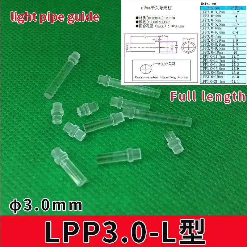 Gtooza_100 PC Clear color 2.54MM-42MM LIGHT PIPE FOR 3MM Led Diode LED Tube Lampshade Replace LPP3.0 Flat head light gtooza.com