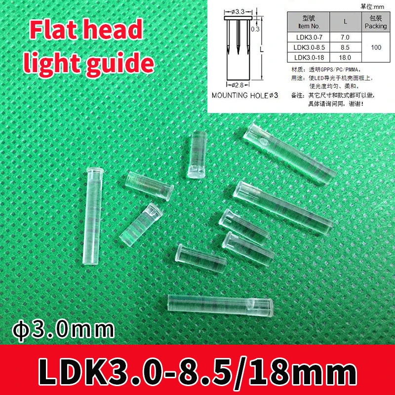 Gtooza_100 PC 3.0mm diameter PC transparent light guide column 3mm SMD LED indicator light emitting diode flat head light guide column gtooza.com