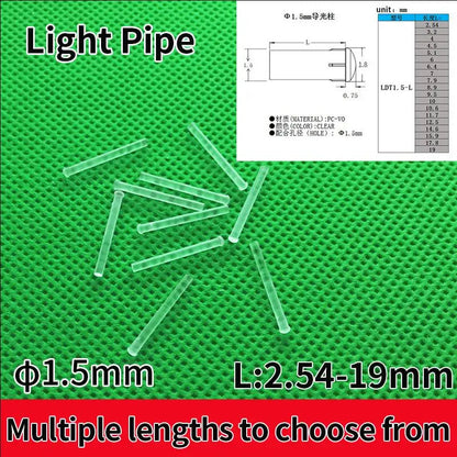 Gtooza_100 PC Clear color 2.54MM-30.5MM LIGHT PIPE guide FOR 1.5MM Led Diode LED Tube Lampshade Replace LDT-1.5 gtooza.com