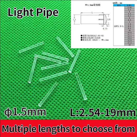 Gtooza_100 PC Clear color 2.54MM-30.5MM LIGHT PIPE guide FOR 1.5MM Led Diode LED Tube Lampshade Replace LDT-1.5 gtooza.com