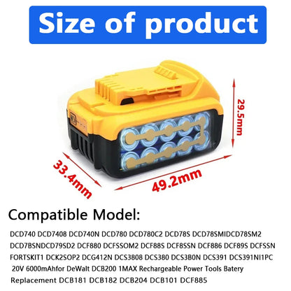 PC 100%newOriginal 20V18.0Ah  Dewalt Power Tool Battery DCB206 20V 18.0Ah Battery DCB206 20V Battery DCB205 DCB200 DCB204