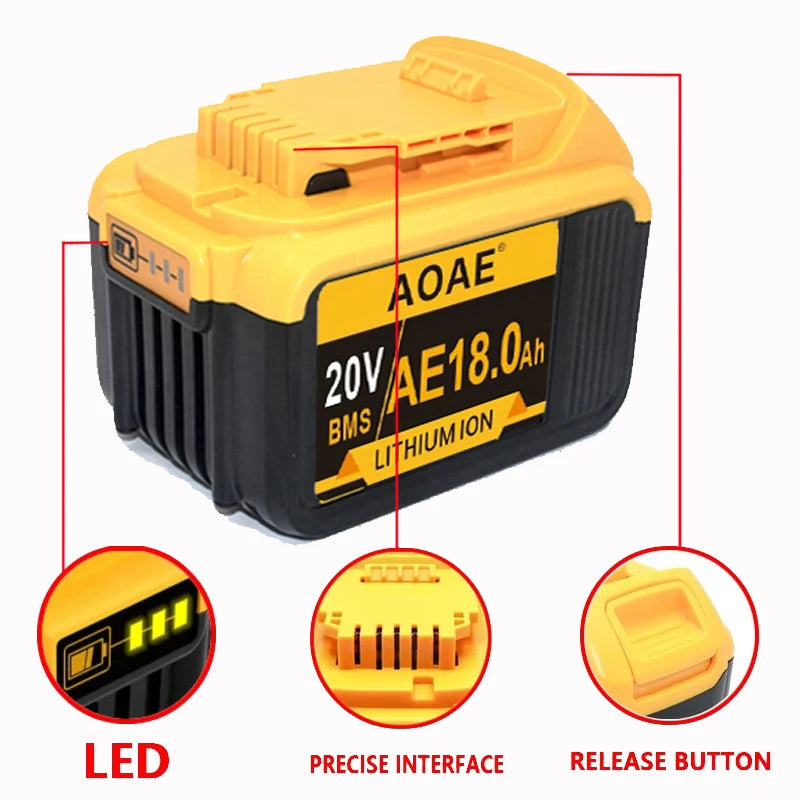 PC 100%newOriginal 20V18.0Ah  Dewalt Power Tool Battery DCB206 20V 18.0Ah Battery DCB206 20V Battery DCB205 DCB200 DCB204