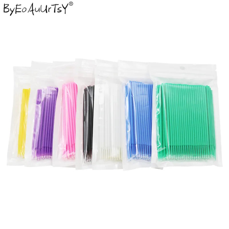 100pc/lot Micro Brushes Eye Lash Glue Brushes Eyelashes Extension Lint Free Disposable Applicators Sticks Makeup Tools