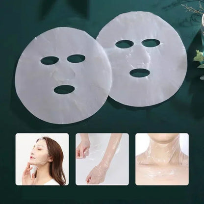 100pcs Masks Wrap Face Plastic Film Full Face Cleaner Mask Neck Stickers Paper Disposable Transparent Facial Beauty Makeup Tools