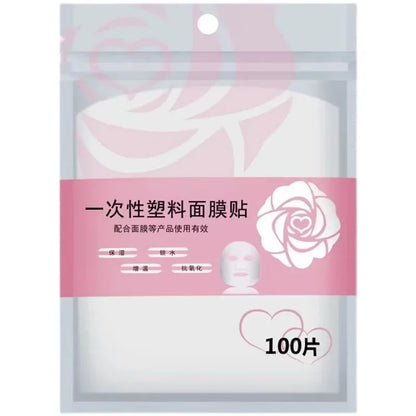 100pcs Masks Wrap Face Plastic Film Full Face Cleaner Mask Neck Stickers Paper Disposable Transparent Facial Beauty Makeup Tools