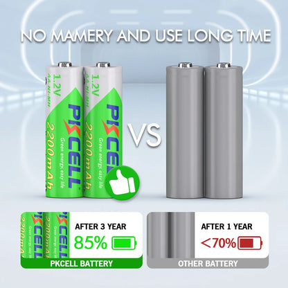 PC 10PCS PKCELL AA 2200MAH battery 1.2V NIMH aa Rechargeable Batteries 2A precharge LSD Batteries Ni-MH  Camera toys