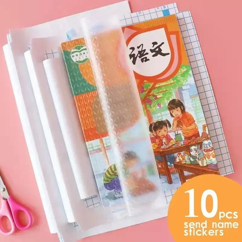 10Sheets Waterproof Book Wrap Paper Matte Film S/M/L Transparent Self Adhesive Books Cover Clear Notebook Protector Case