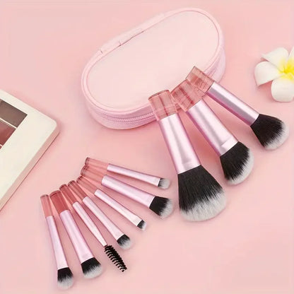 PC 10pcs Mini Makeup Brush Set  Foundation Powder Eyeshadow Blush Concealer and Blending Tools  Smooth and Flawless Makeup