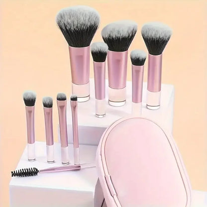 PC 10pcs Mini Makeup Brush Set  Foundation Powder Eyeshadow Blush Concealer and Blending Tools  Smooth and Flawless Makeup