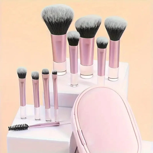 PC 10pcs Mini Makeup Brush Set  Foundation Powder Eyeshadow Blush Concealer and Blending Tools  Smooth and Flawless Makeup