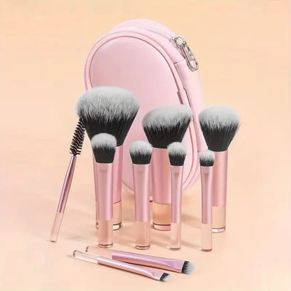 PC 10pcs Mini Makeup Brush Set  Foundation Powder Eyeshadow Blush Concealer and Blending Tools  Smooth and Flawless Makeup