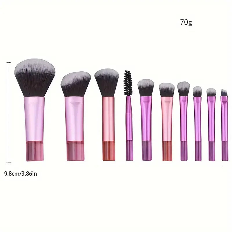 PC 10pcs Mini Makeup Brush Set  Foundation Powder Eyeshadow Blush Concealer and Blending Tools  Smooth and Flawless Makeup