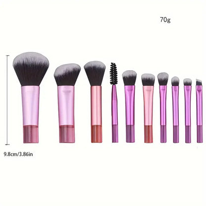 PC 10pcs Mini Makeup Brush Set  Foundation Powder Eyeshadow Blush Concealer and Blending Tools  Smooth and Flawless Makeup