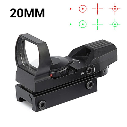 11/20mm Rail Riflescope Hunting Optics 1x22x33 Red Green Dot Sight Reflex 4 Reticle Airsoft Rifle Scope Collimator Sight