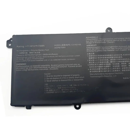 PC 11.61V 70Wh C31N2105 Battery Suitable For ASUS Twin 15 K3502ZA12500 15.6-inch Laptop Notebook K3502ZA K3502 C31N2105 -1 UX3404VC