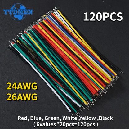 120PCS 6 Color Tin-Plated Breadboard PCB Solder Cable 24AWG / 26AWG Jumper Wire DIY Kit High-Quality Electronic Wires