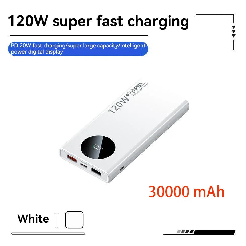 PC 120W 500000mAh High Capacity Power Bank Fast Charging Powerbank Portable Battery Charger For iPhone Samsung Huawei 2025 New