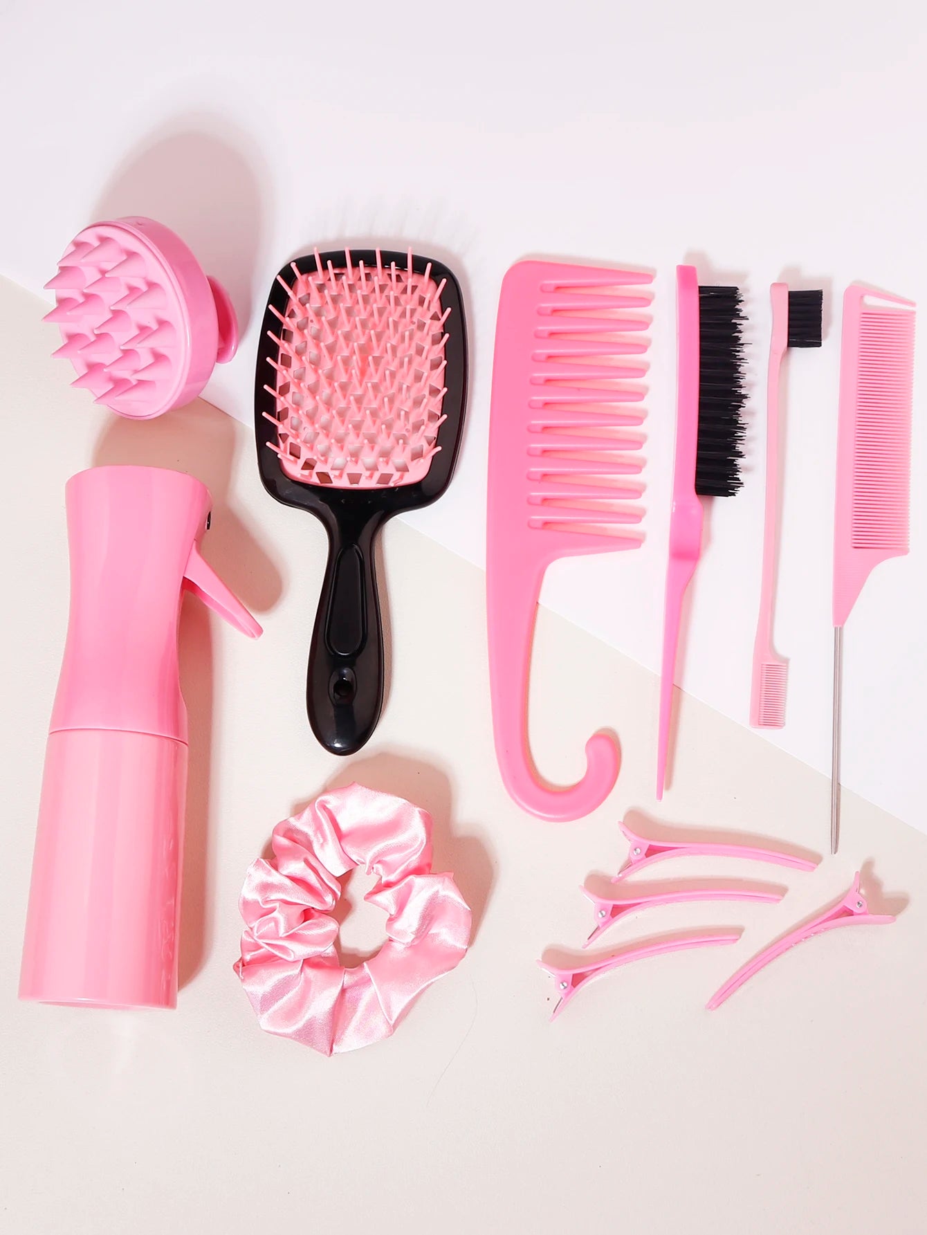 PC 12pcs Complete Hair Styling Comb Set Hair Tease Comb Spray Bottle Hair Rings Scalp Massager Salon Styling Professional Tool