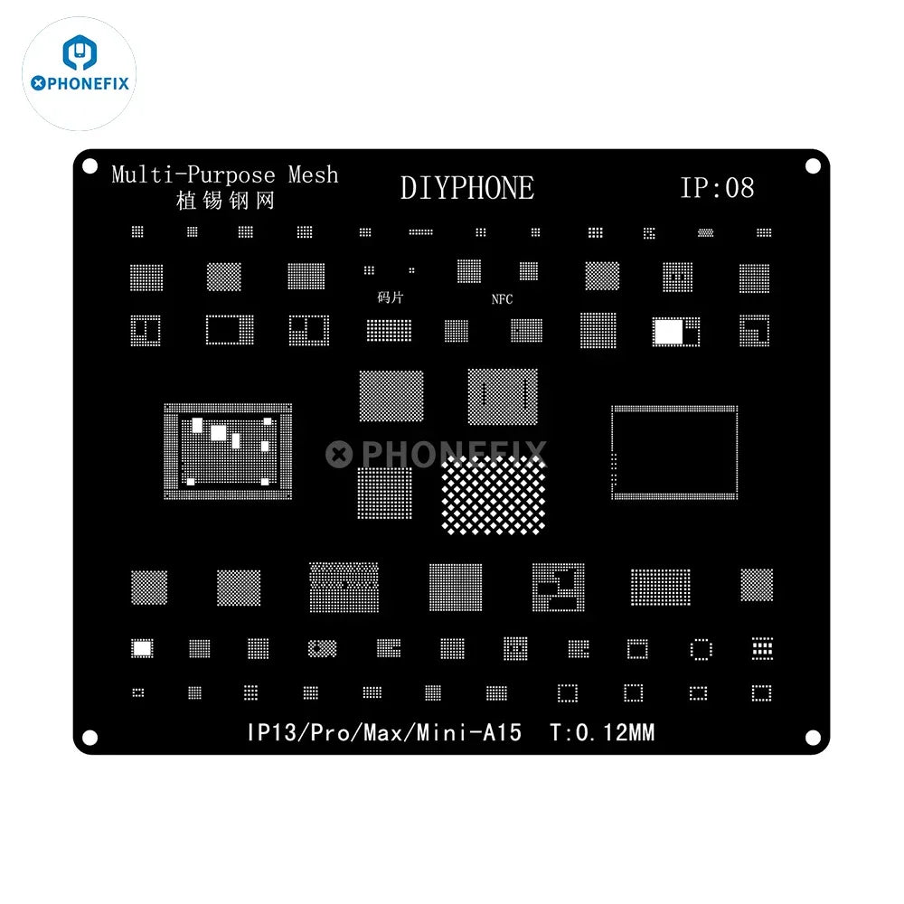 NewDIYPHONE Black Steel BGA Reballing Stencil for IPhone 15 14 13 12 11 XS