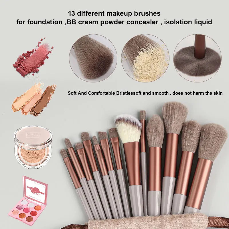 13PCS Makeup Brushes Set with Bag Soft Fluffy  Cosmetics Foundation Blush Powder Eyeshadow Blending Makeup Brush Beauty Tools