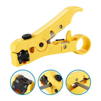 New RG6 RG59 RG7 RG11 Wire Stripper Crimping Tool Kit Coaxial Cable Crimper