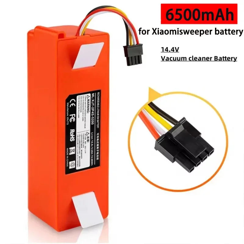 14.4V 6500mAh Robotic Vacuum cleaner Replacement li-ion Battery for Xiaomi Robot Roborock S50 S51 S55 Accessory Spare Parts