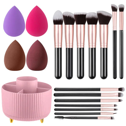 14PCS Makeup Brushes Set Foundation Eye Shadow Blush Highlighter Concealer Blending Brush Holder Female Beauty Tools Storage box