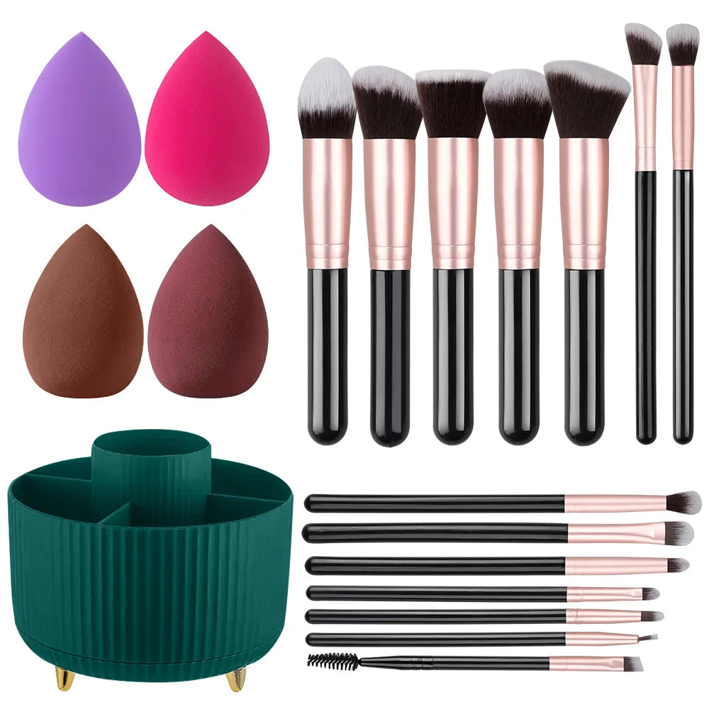 14PCS Makeup Brushes Set Foundation Eye Shadow Blush Highlighter Concealer Blending Brush Holder Female Beauty Tools Storage box