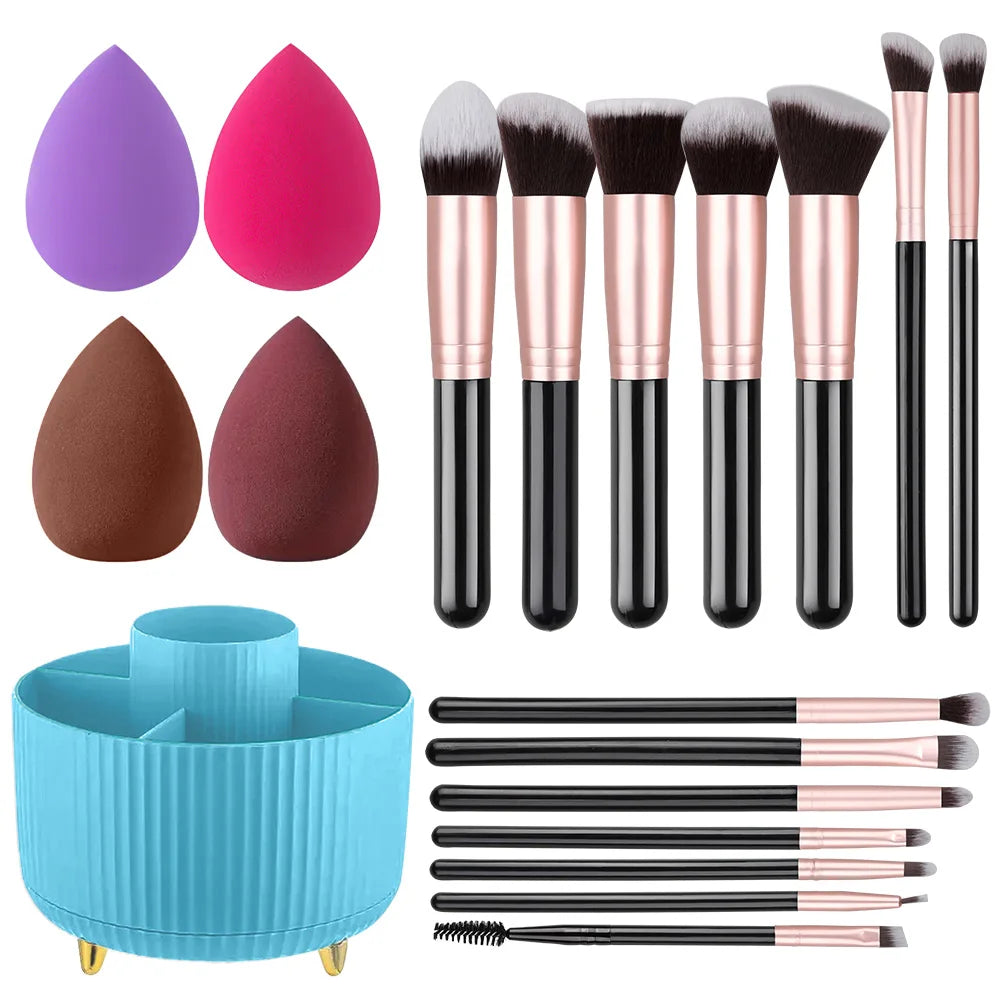 14PCS Makeup Brushes Set Foundation Eye Shadow Blush Highlighter Concealer Blending Brush Holder Female Beauty Tools Storage box