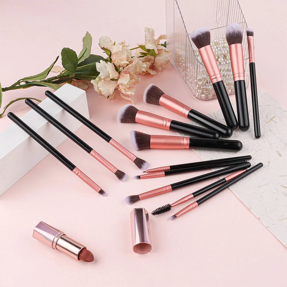 14PCS Makeup Brushes Set Foundation Eye Shadow Blush Highlighter Concealer Blending Brush Holder Female Beauty Tools Storage box