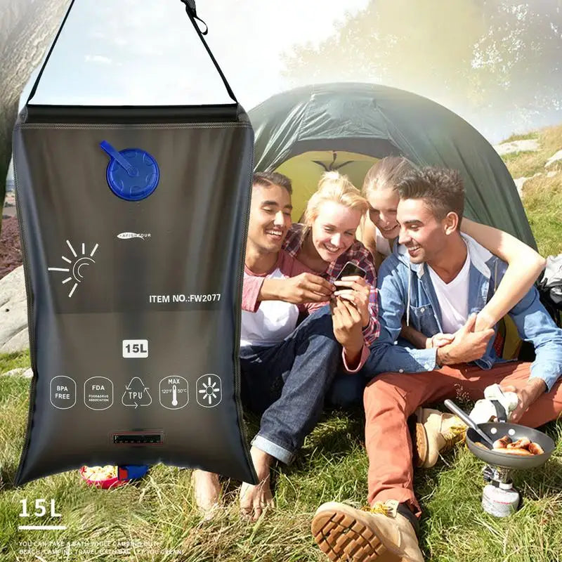 PC 15L Outdoor Bathing Bag Solar Hiking Camping Shower Bag Portable Heating