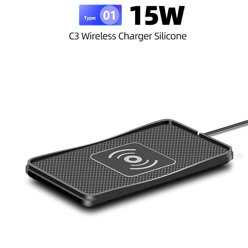 PC15W Car Wireless Charging Pad  iPhone 14 13 15 Pro Max Samsung Plus Huawe